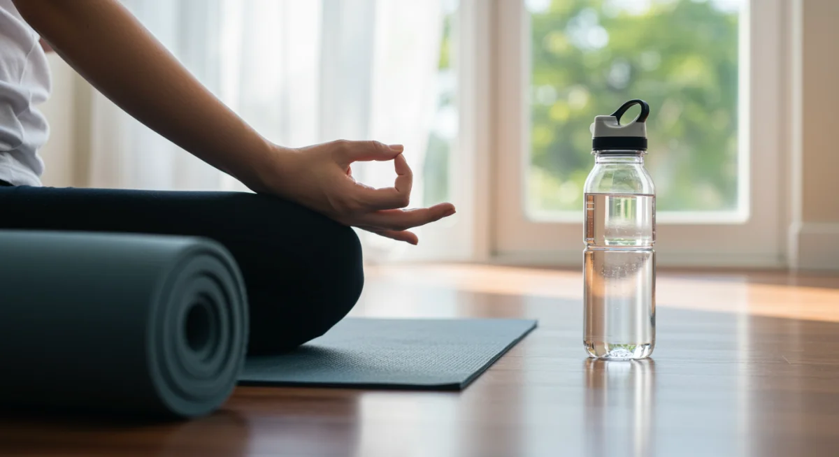 Person practicing active recovery or meditation after a workout