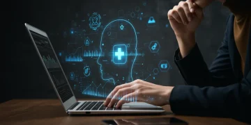 Woman contemplating budget for affordable therapy on laptop