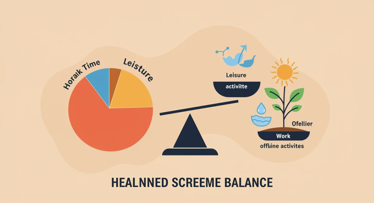 Balanced screen time illustration for healthy digital habits.