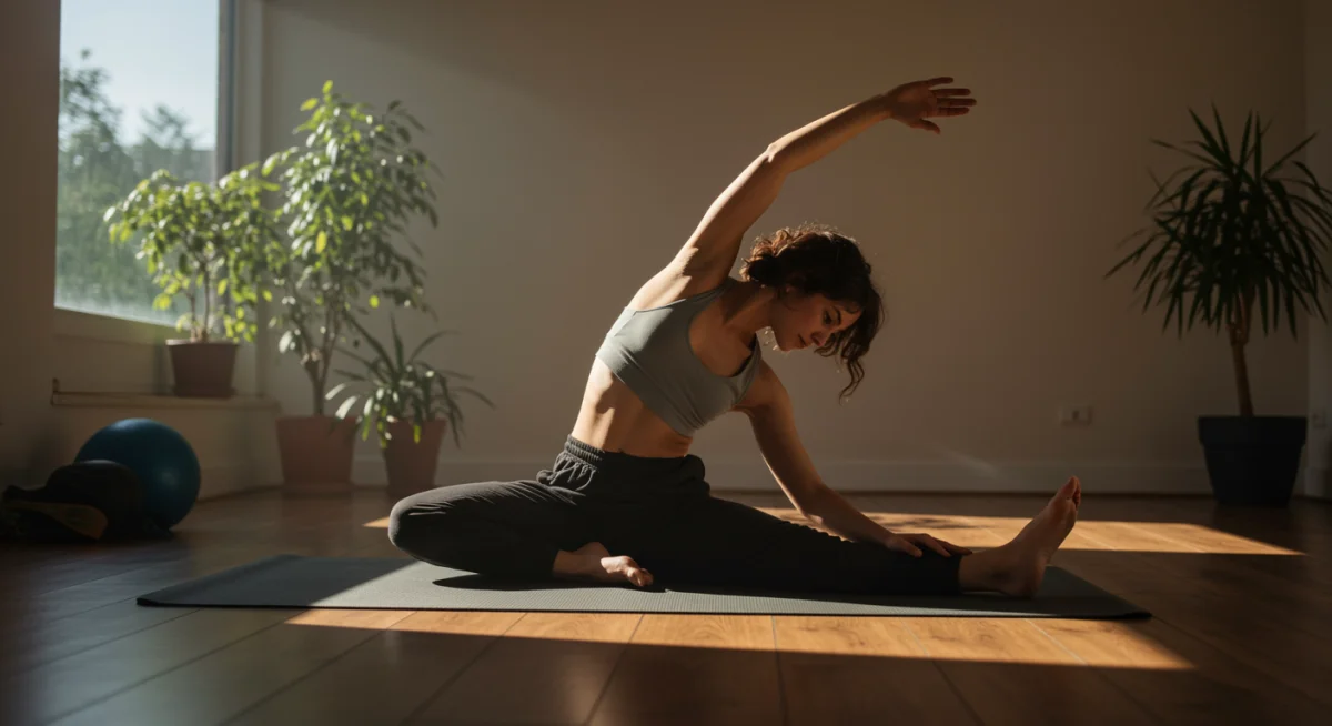 Person stretching on yoga mat for active recovery