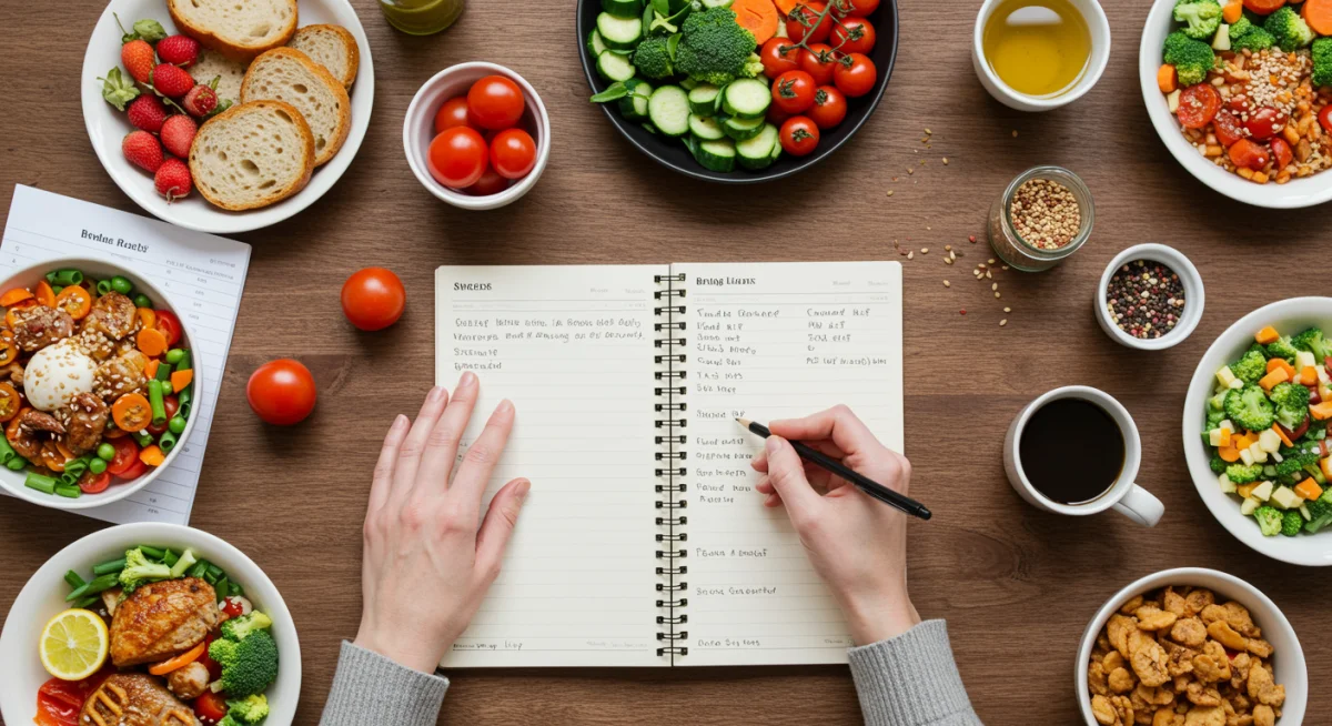 Person planning budget-friendly meals for the week