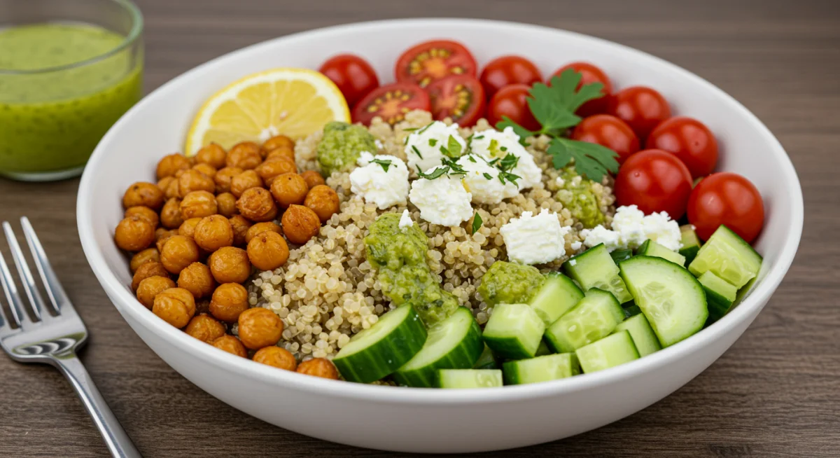 Delicious and nutritious Mediterranean quinoa bowl, perfect for a healthy make-ahead lunch.