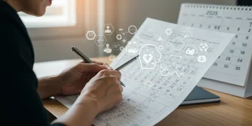 Person analyzing mental health expenses spreadsheet for 2025