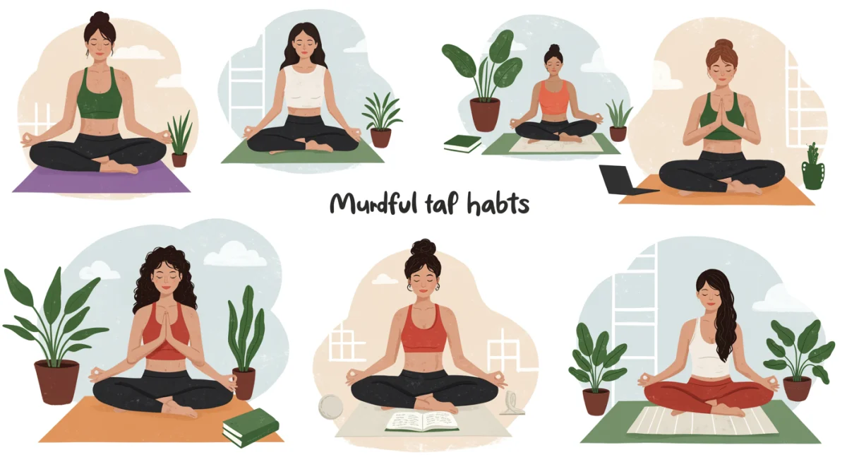 Group practicing mindful activities for mental well-being and habit formation.