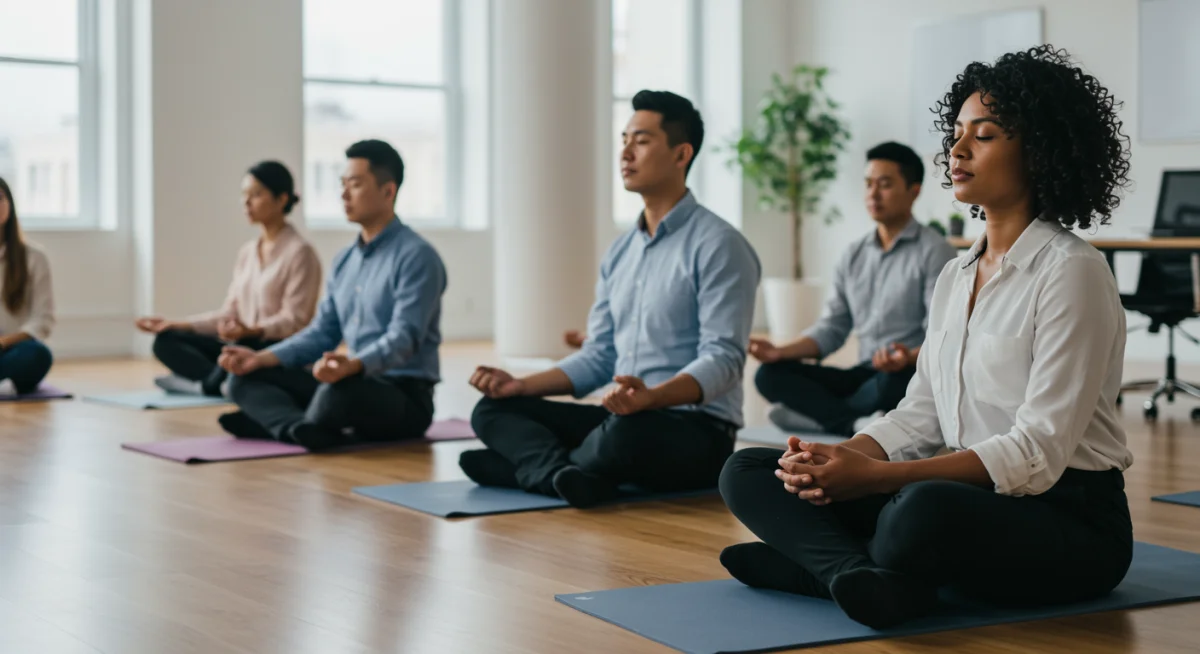 Professionals engaging in mindfulness for mental wellness