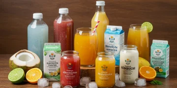 Colorful array of nutritional beverages for enhanced hydration and health.