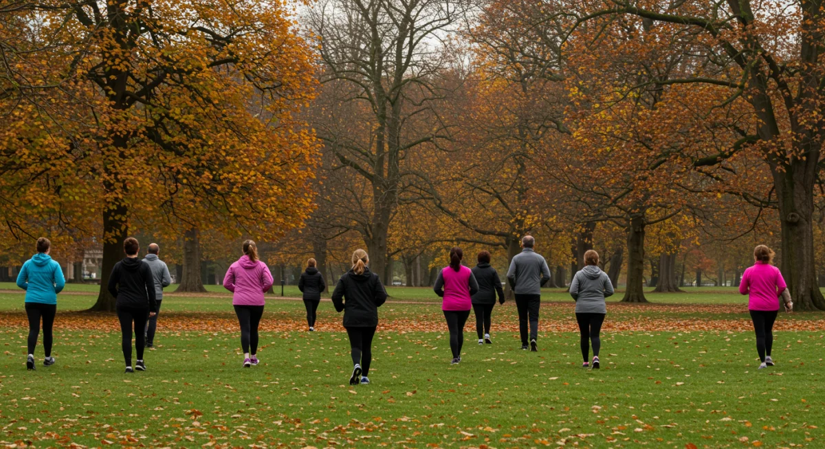 People exercising outdoors, boosting mental well-being