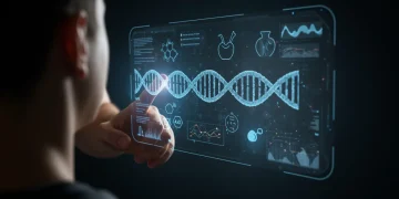 Futuristic personalized nutrition interface with DNA and food data