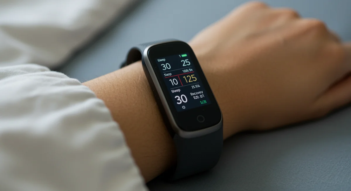 Fitness tracker displaying detailed sleep metrics for recovery