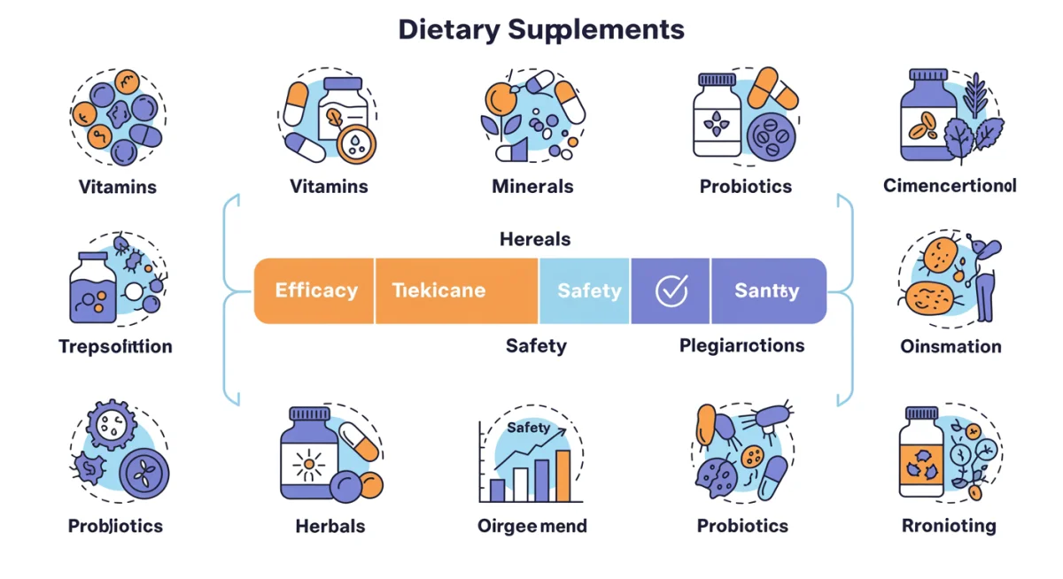 Infographic comparing efficacy and safety of different dietary supplement types