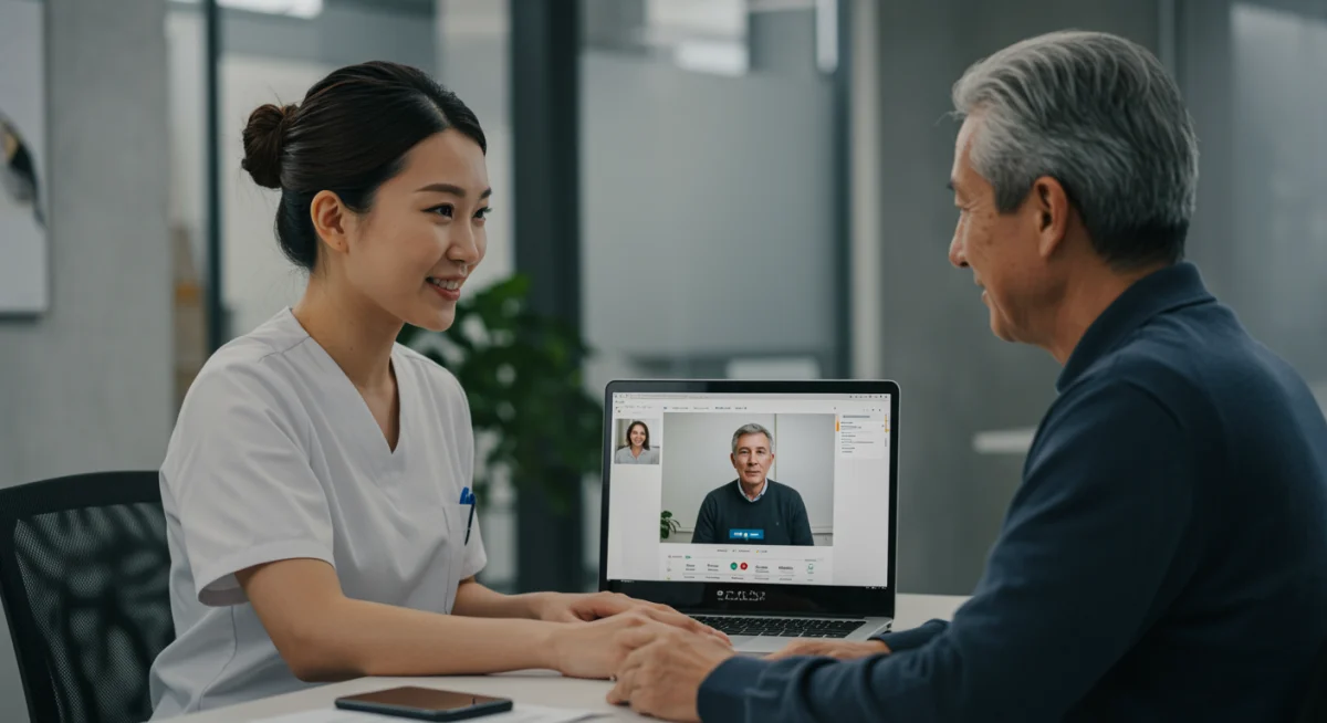 Telehealth mental health session, depicting expanded virtual care policies.