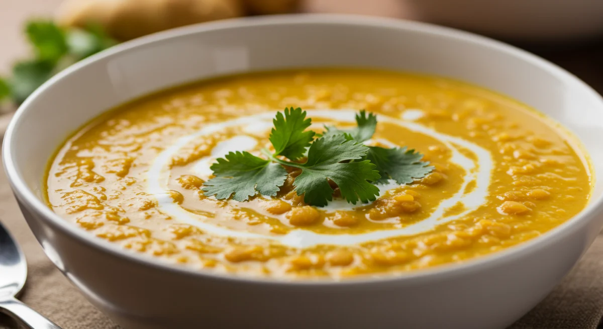 Nourishing turmeric ginger lentil soup
