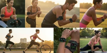 Athletes using advanced wearable tech for fitness tracking in 2025