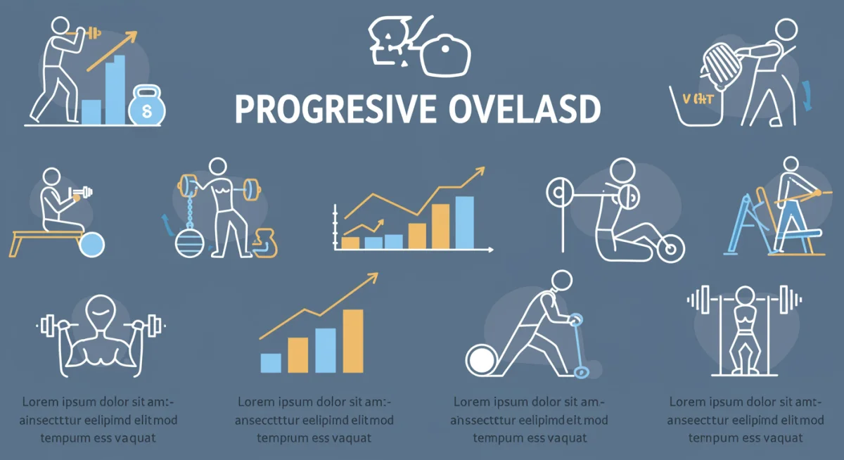 Infographic illustrating the principle of progressive overload in strength training.